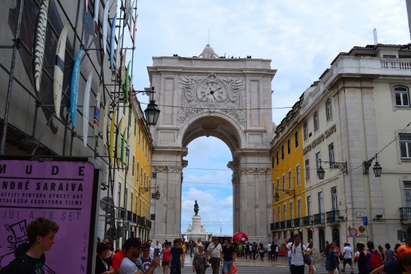 A picture of the typical street scene in Lisbon, Portugal.